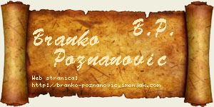 Branko Poznanović vizit kartica
